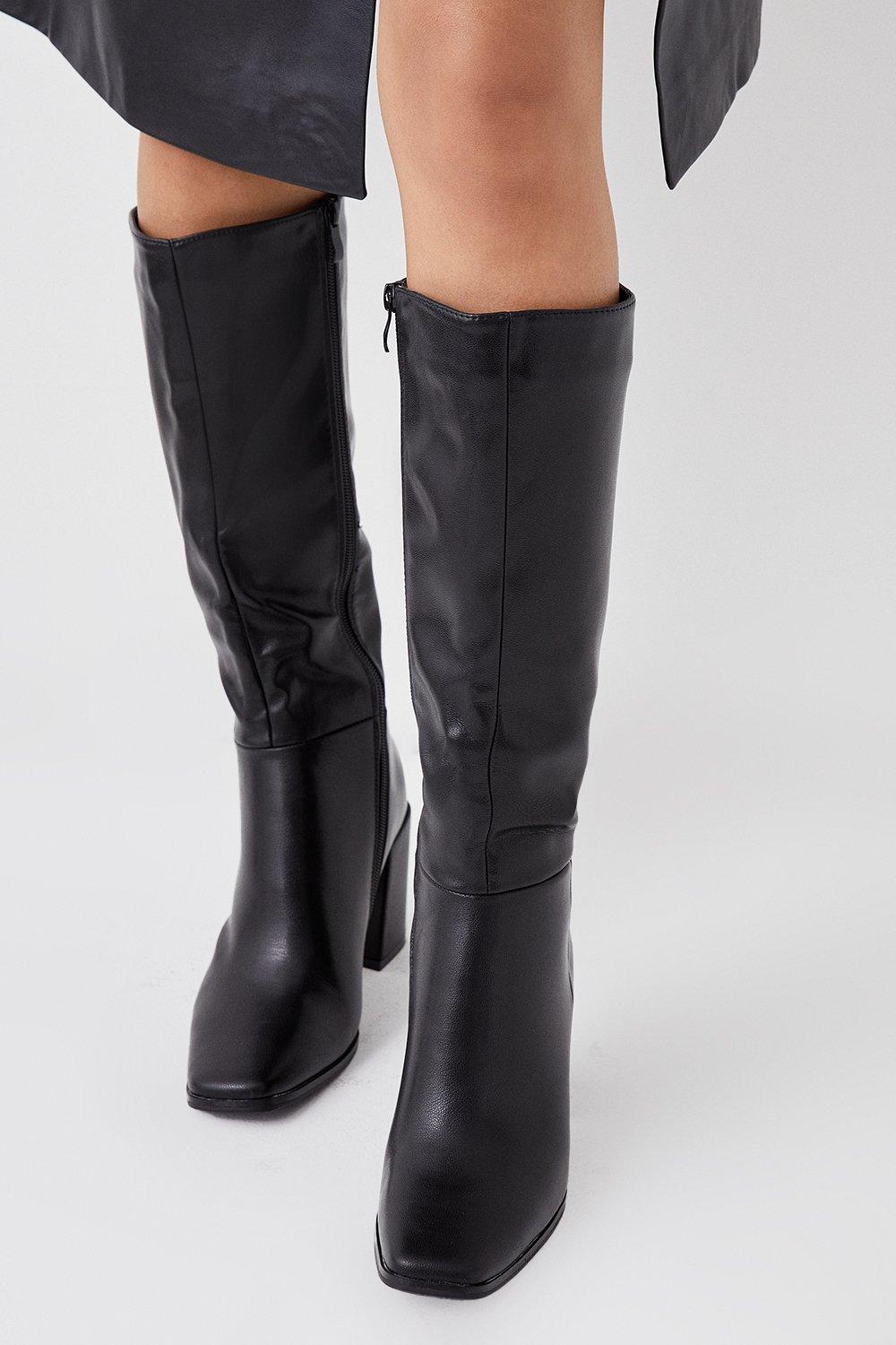 Women’s Kristen Square Toe Clean Knee High Boots - black - 3