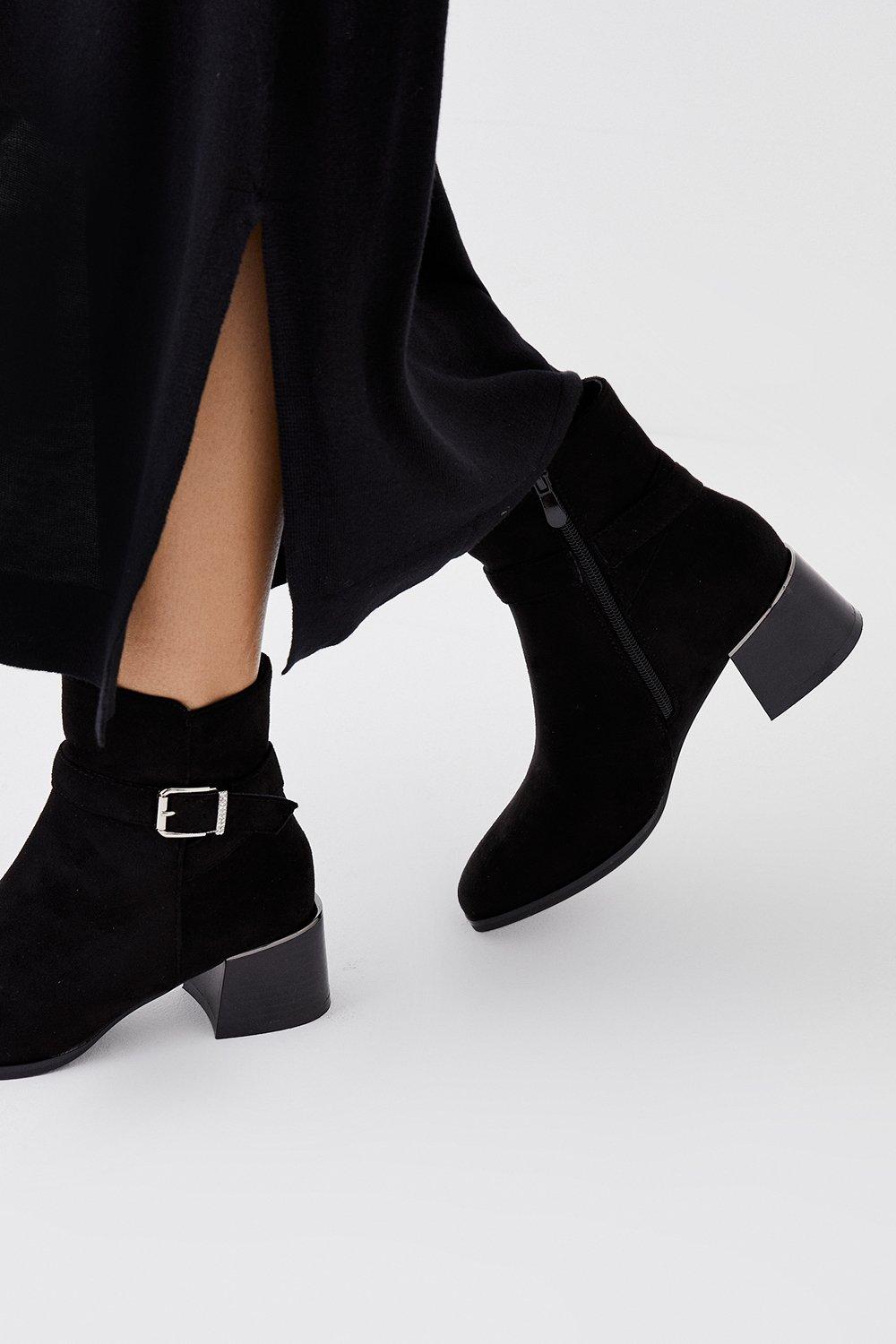 Women’s Mattea Diamante Buckle Ankle Boots - natural black - 3