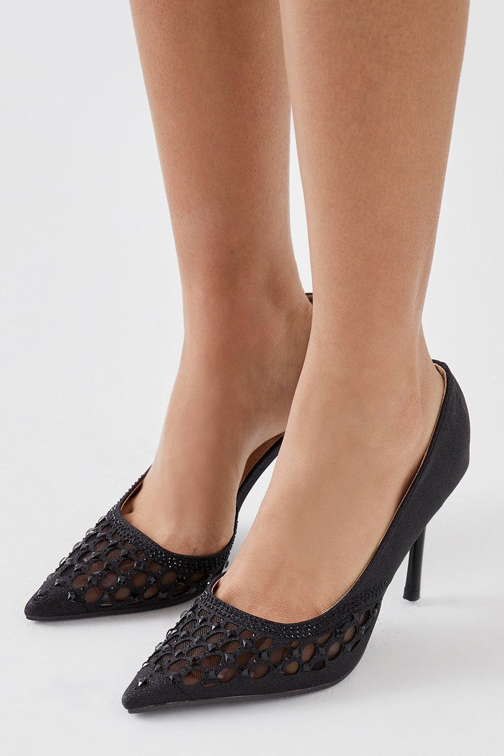 Women’s Emmi Mesh Detail Court Shoes - black - 8
