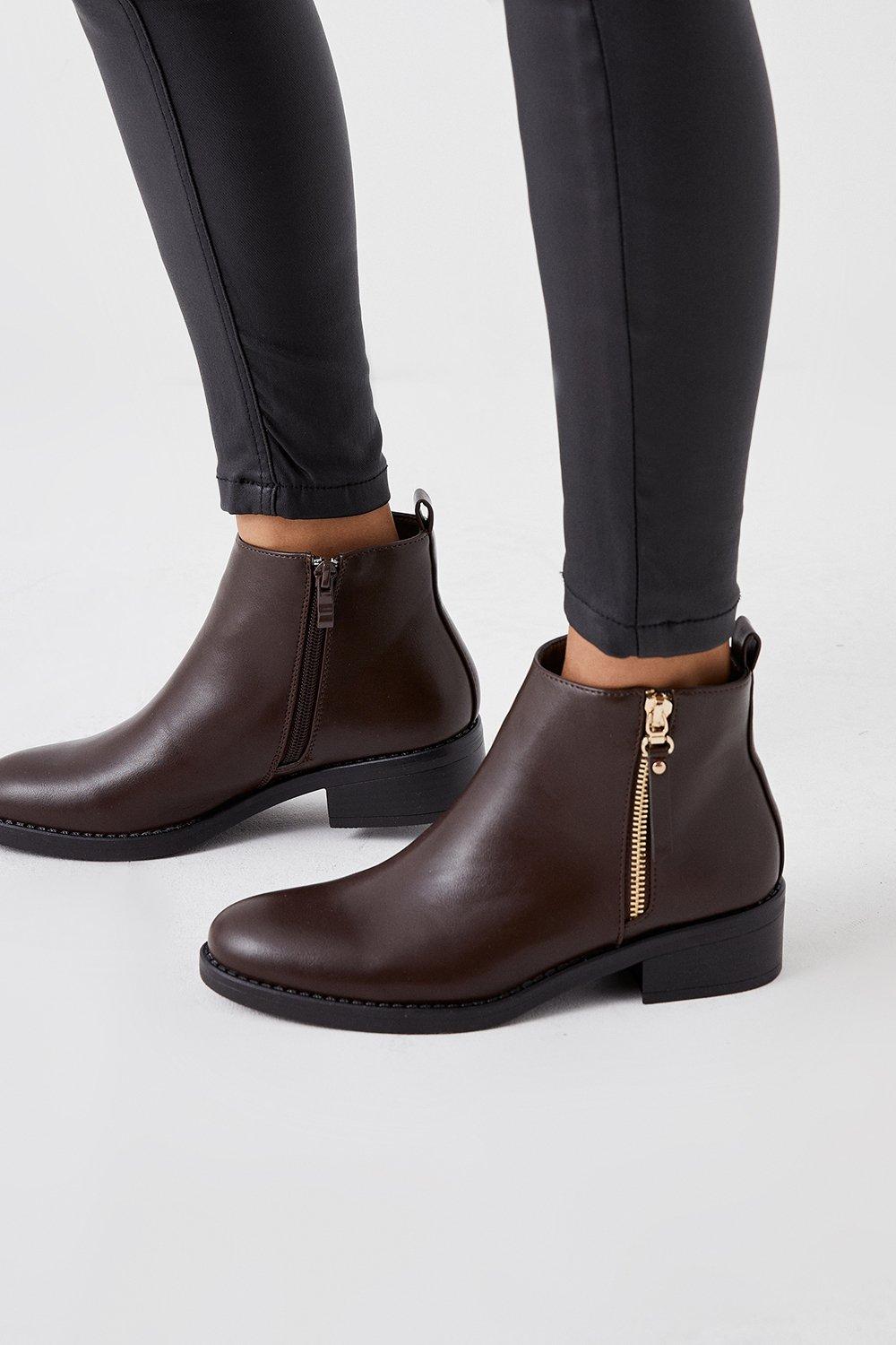 Womens Myla Zip Ankle Boots