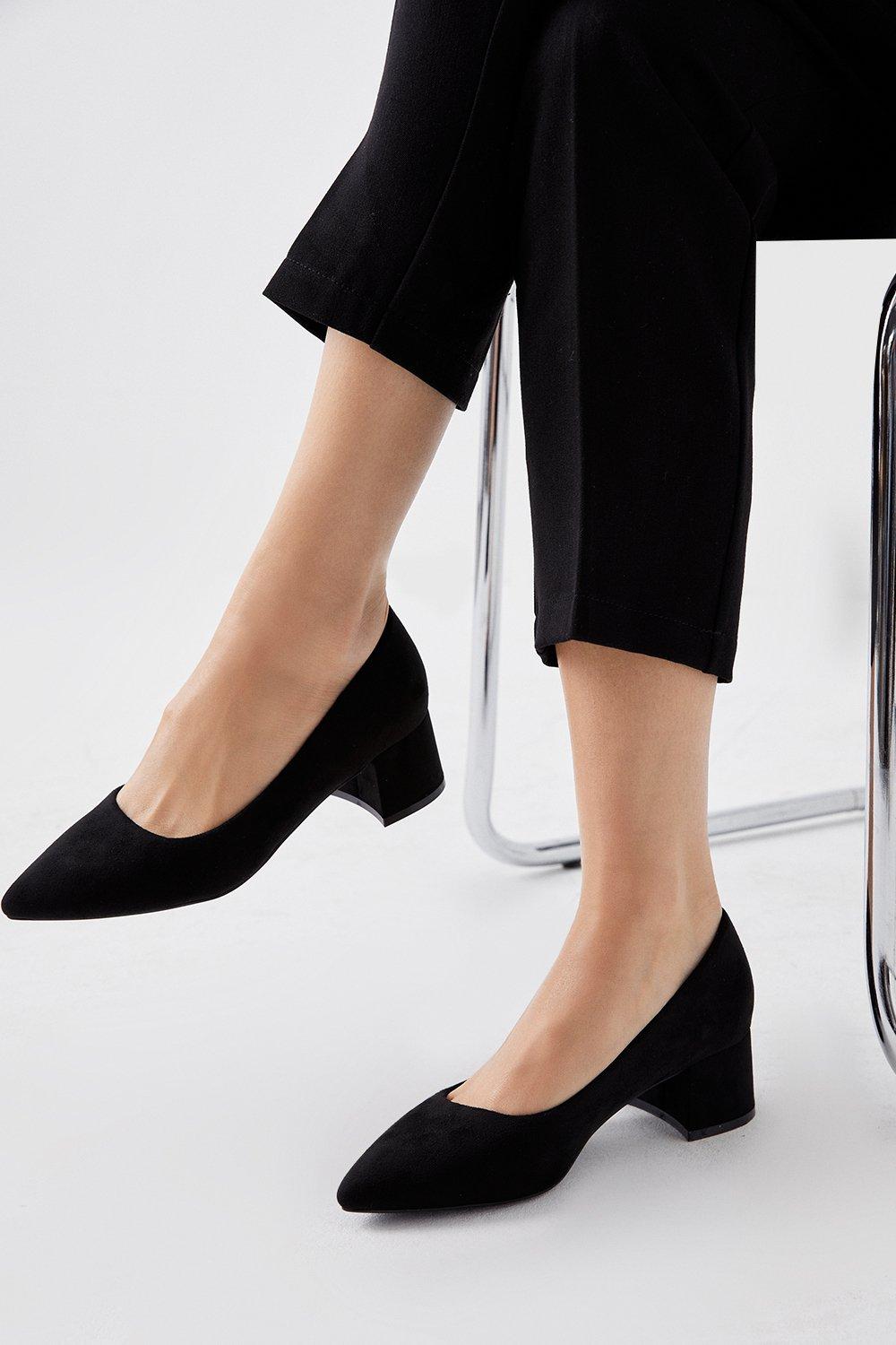 Women's Dollie Comfort Pointed Block Heel Court Shoes - natural black - 7