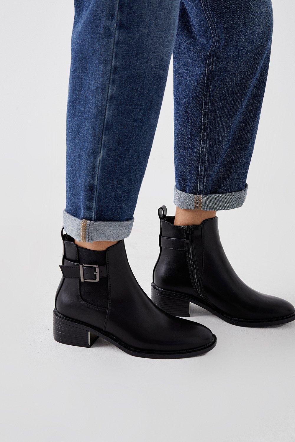 Women’s Faith: Andrea Buckle Trim Ankle Boots - black - 3