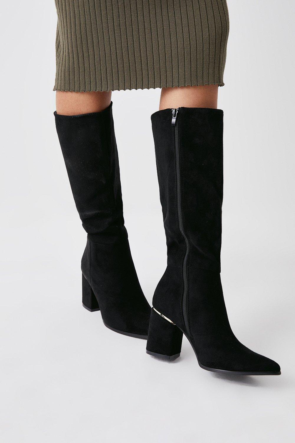 Womens Kitty Pointed Toe Knee High Boots
