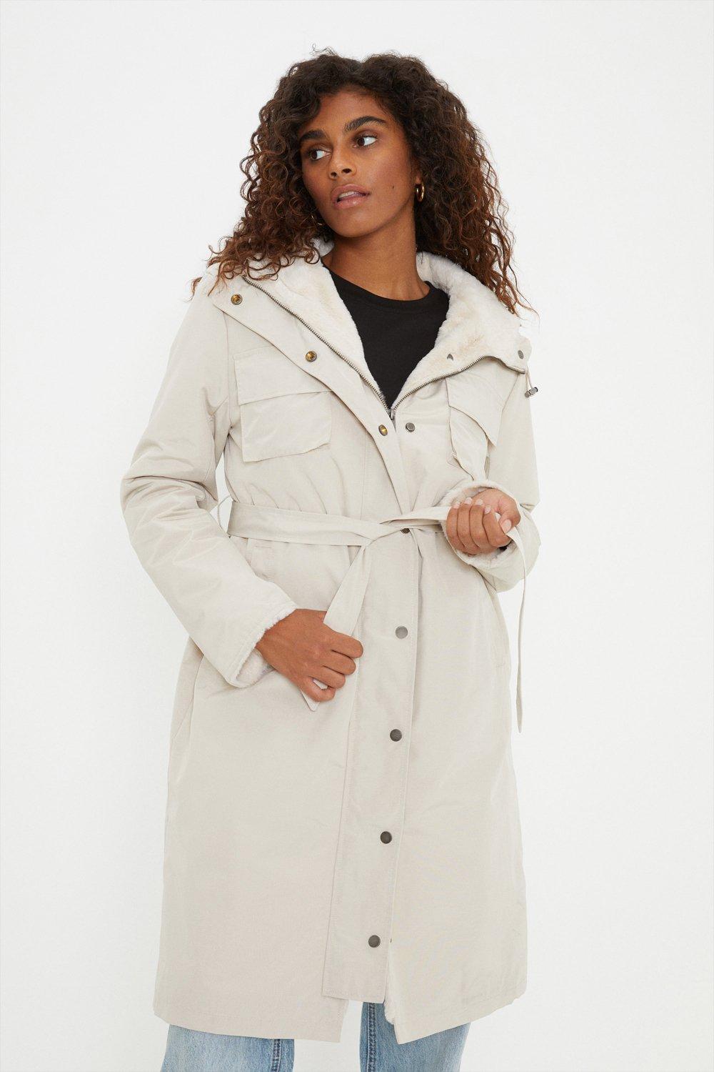 Cream store parka coat