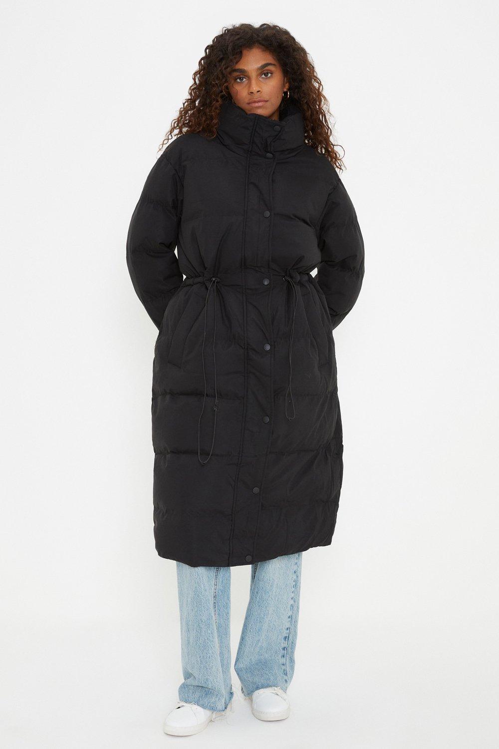 Dorothy perkins black store long padded coat