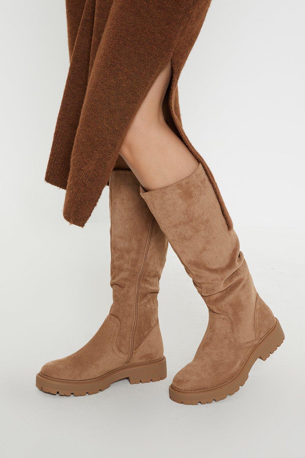 Womens Faith: Kirpa Chunky Rouched Knee High Boots