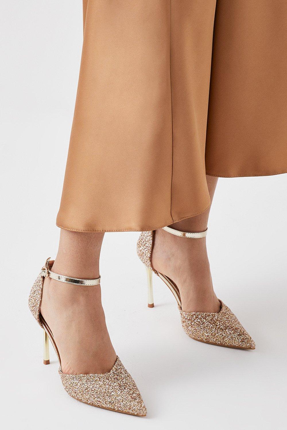 Women’s Faith: Corrine Glitter Pointed Court Shoes - gold - 7