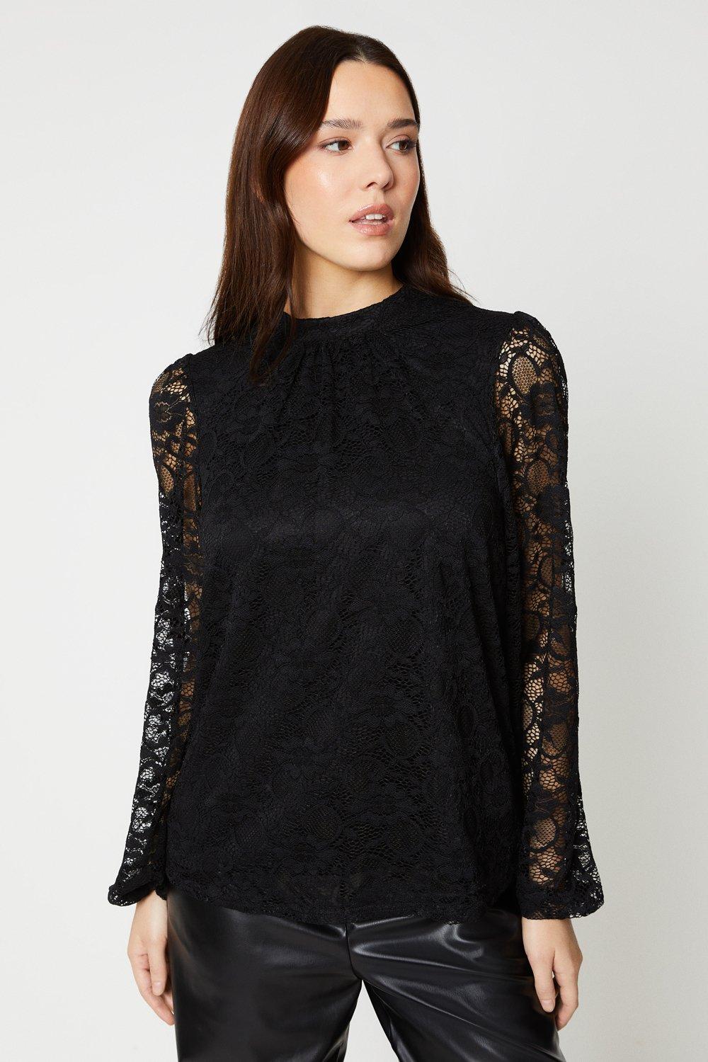 Womens Lace Long Sleeve Blouse