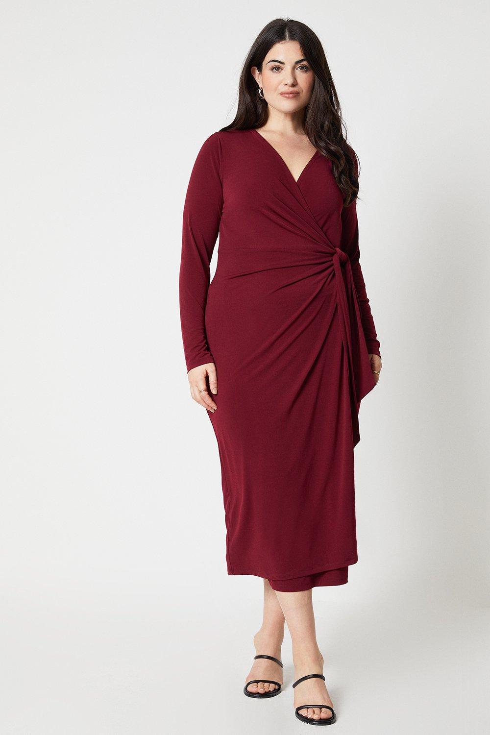 Women’s Curve Wrap Midi Dress - berry - 20