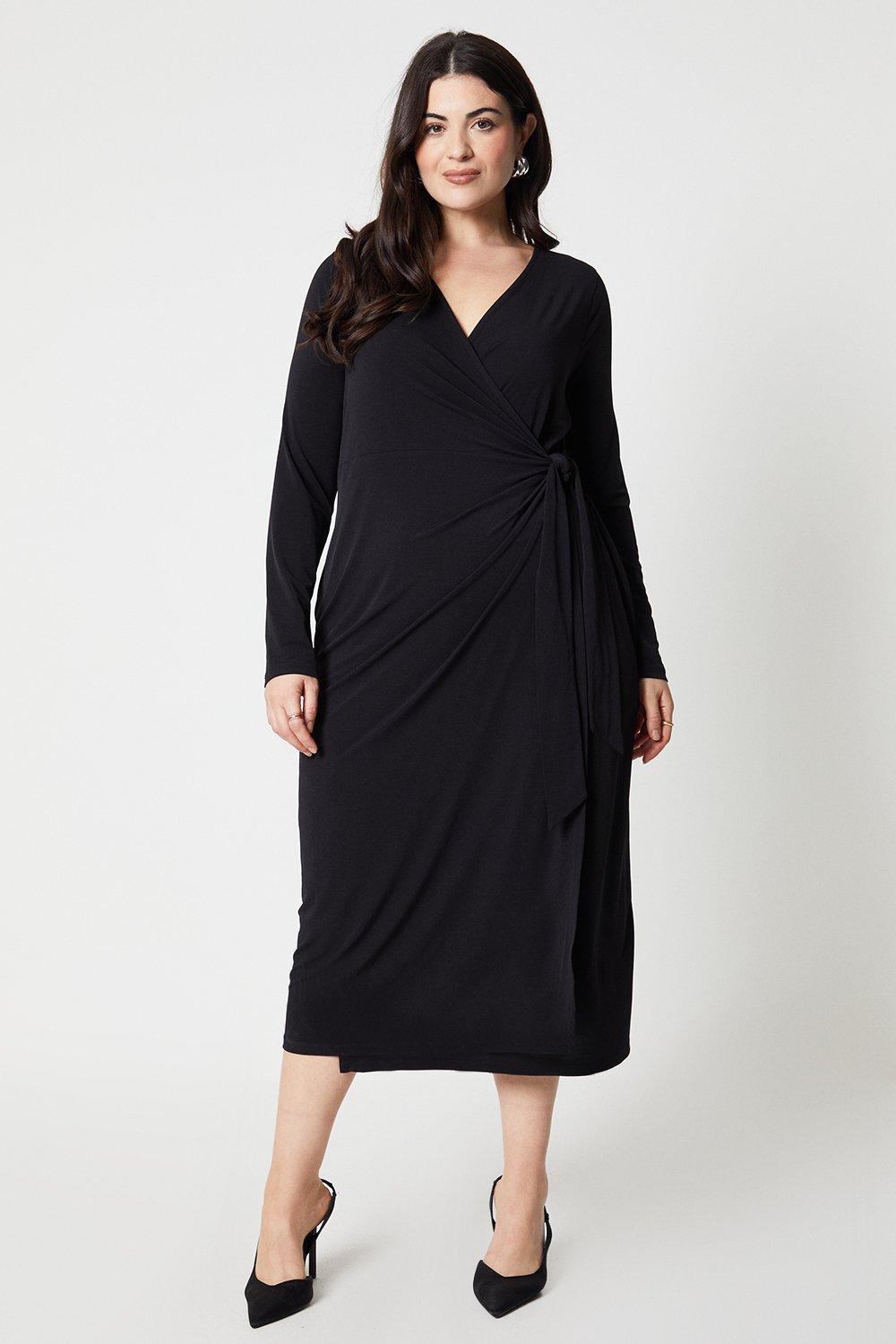 Women’s Curve Wrap Midi Dress - black - 20