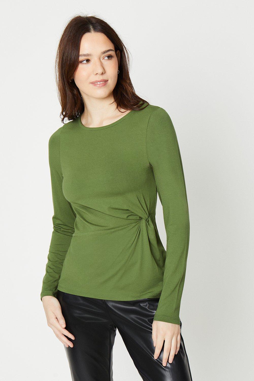 Womens Side Knot Detail Long Sleeve Top
