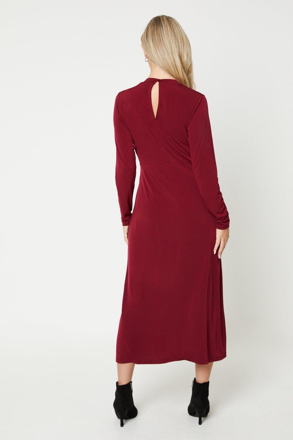 Dresses Petite Berry High Neck Midi Dress Dorothy Perkins