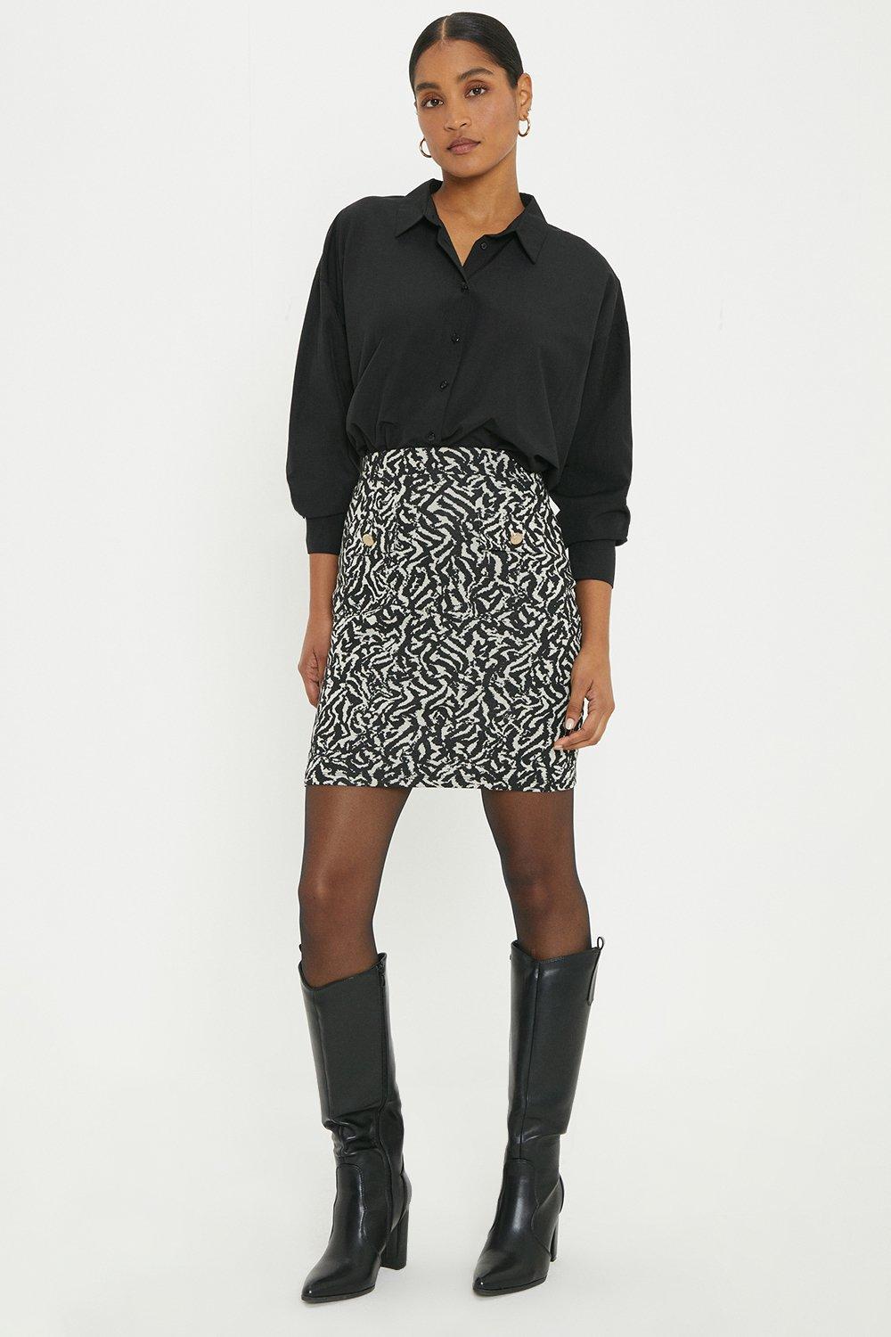 Skirts Jacquard Mini Skirt With Button Detail Dorothy Perkins