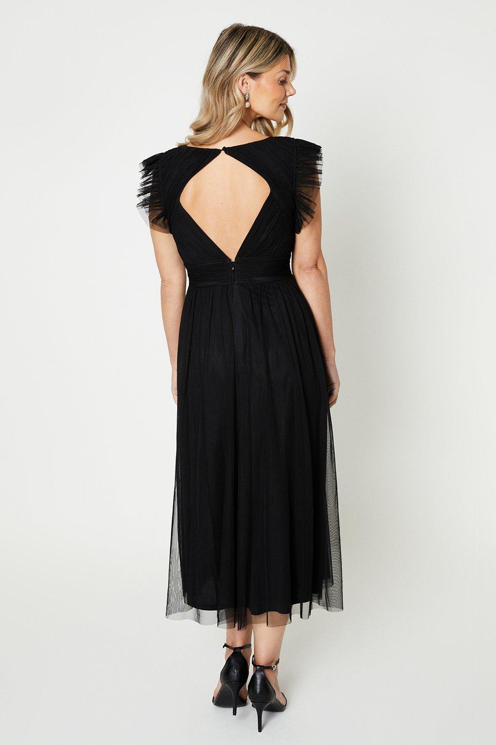 Tulle midi hotsell dress in black