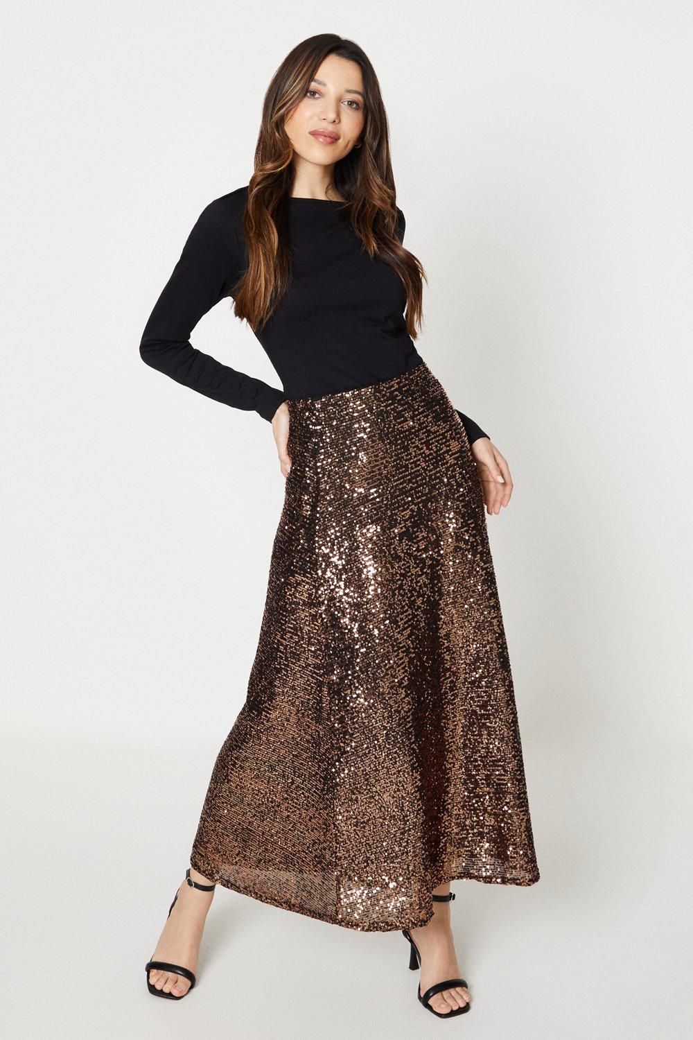 Skirts | Sequin Midi Skirt | Dorothy Perkins