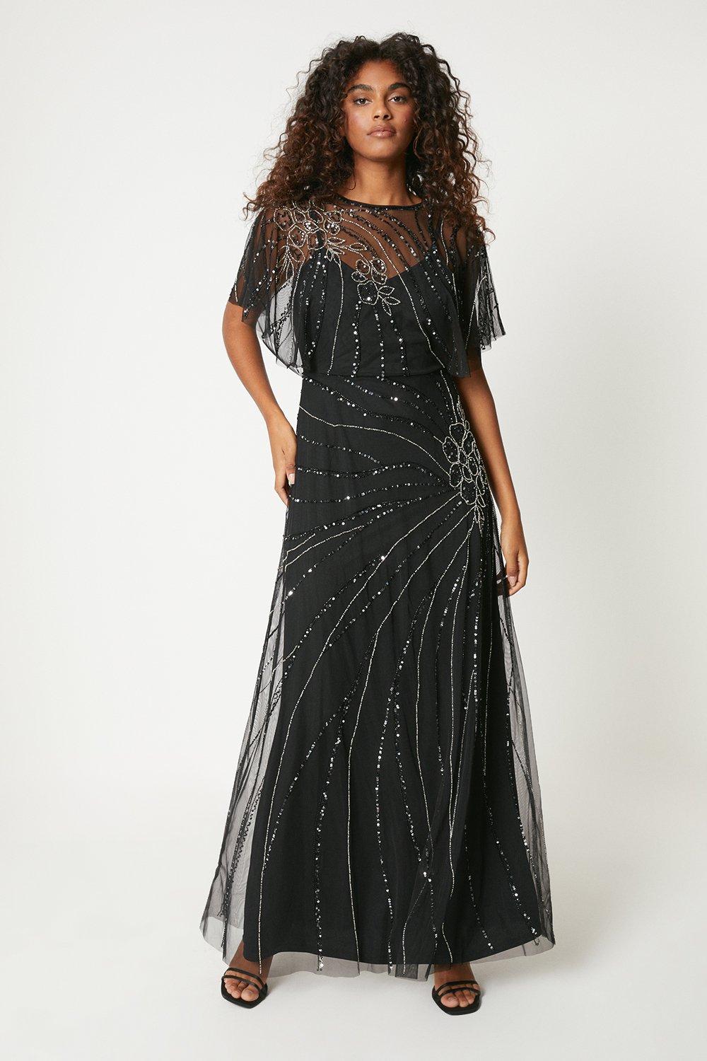 Women's Embellished Maxi Dress - black - 14