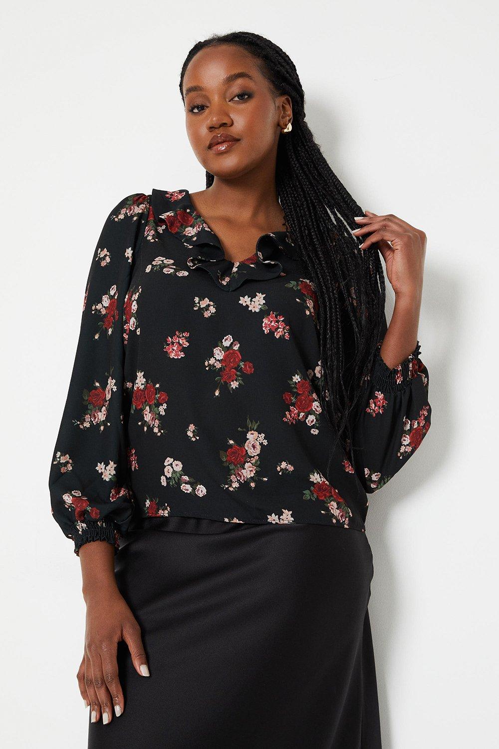 Ruffled Floral Blouse — Miss Minus Sized