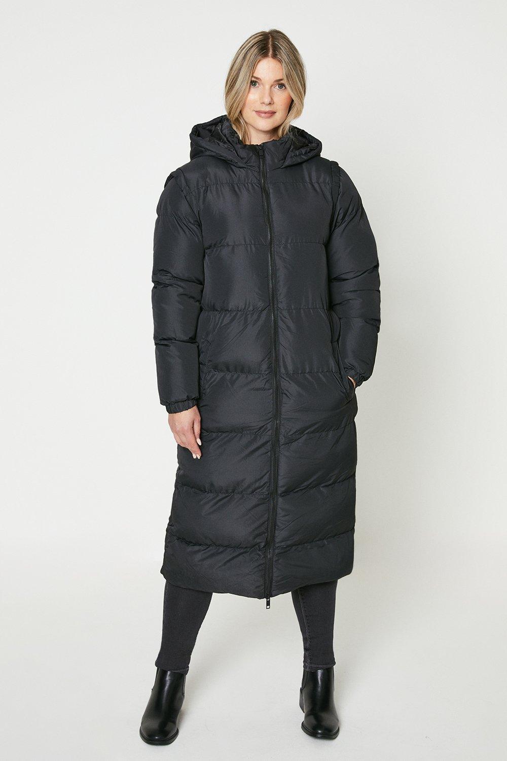 Women’s Maxi Hooded Padded Coat - black - 10
