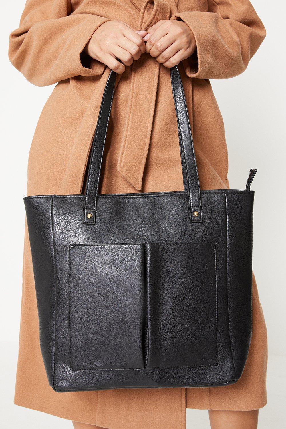 Women's Tilly Pocket Front Tote Bag - black - ONE SIZE