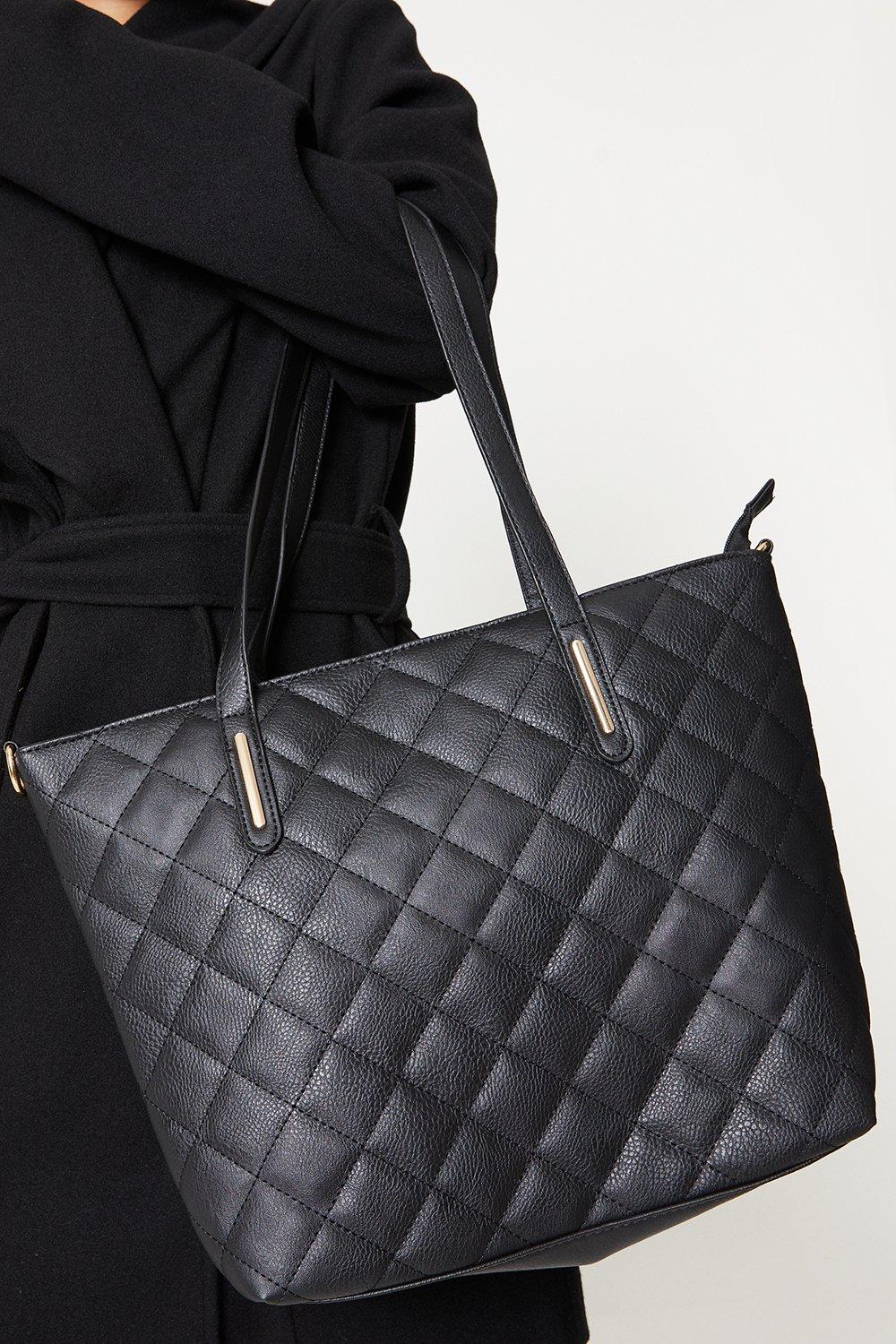Women’s Tessa Quilted Tote Bag - black - ONE SIZE