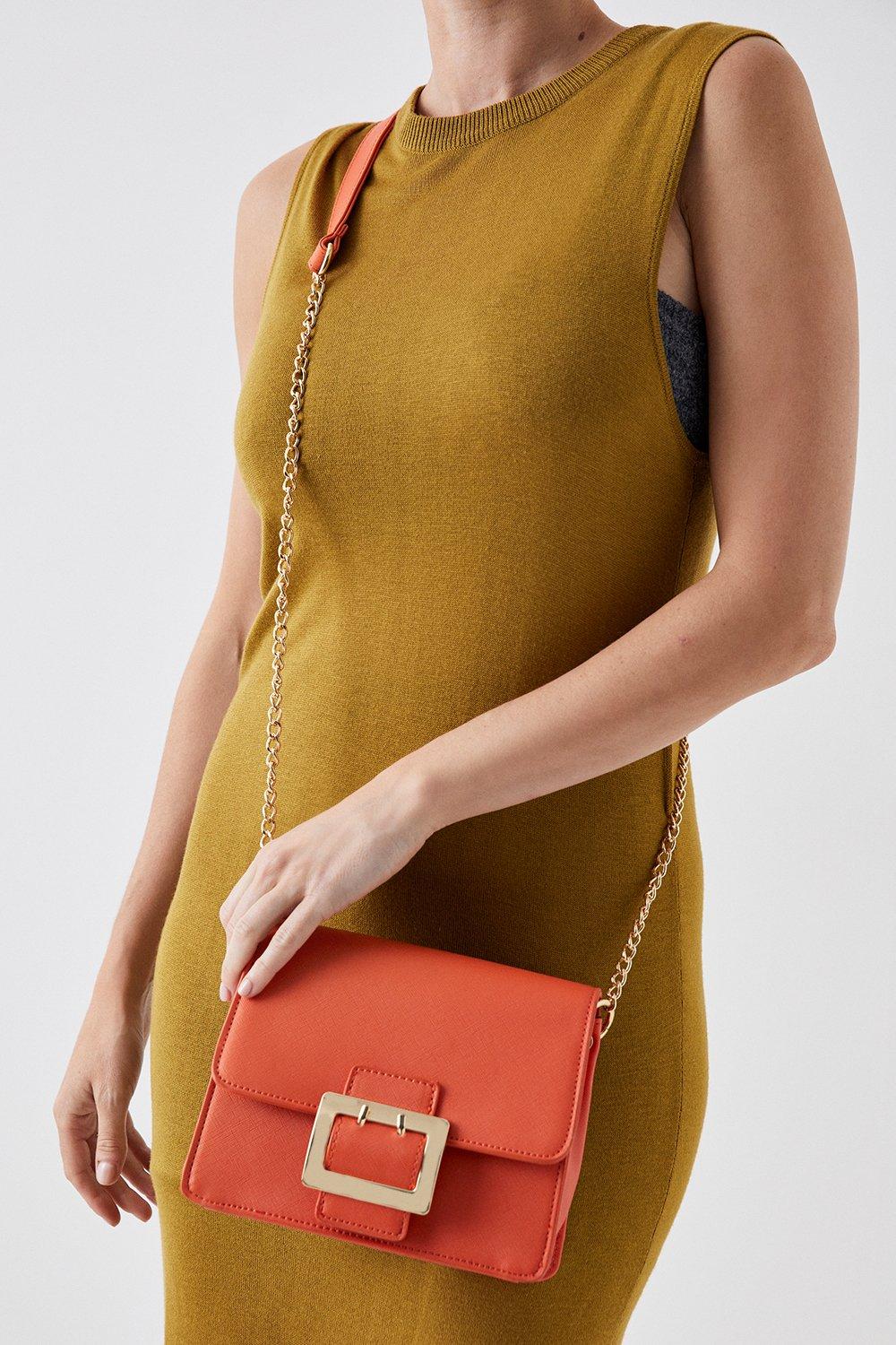 Women's Dream Buckle Detail Cross Body Bag - red orange - ONE SIZE