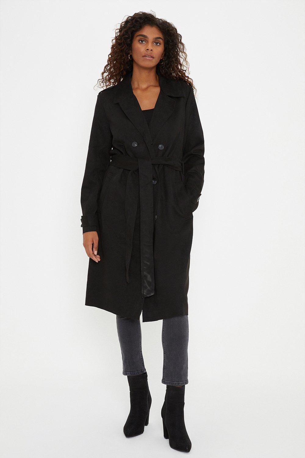 Womens Suedette Trench Coat