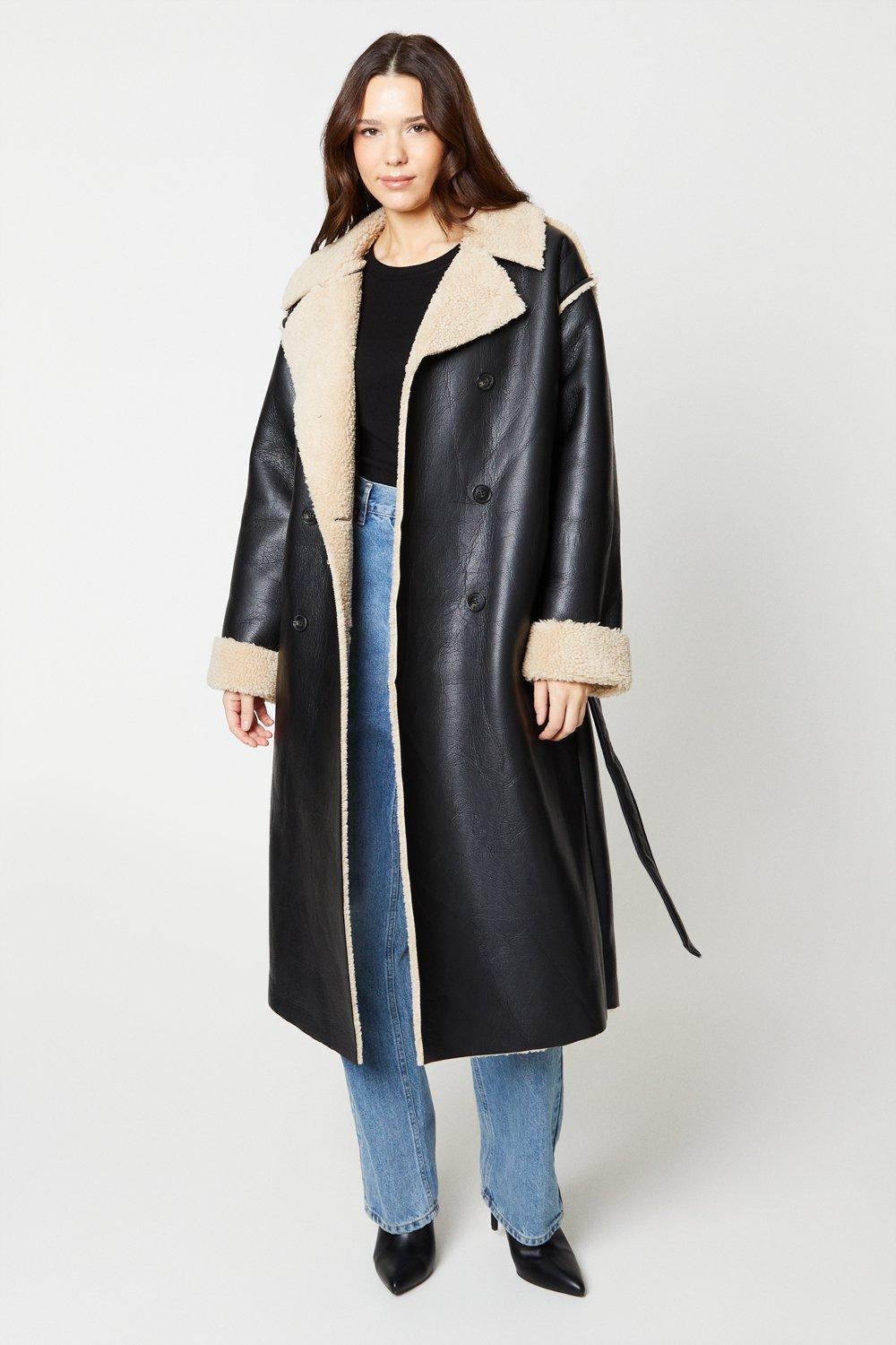 Longline on sale shearling coat