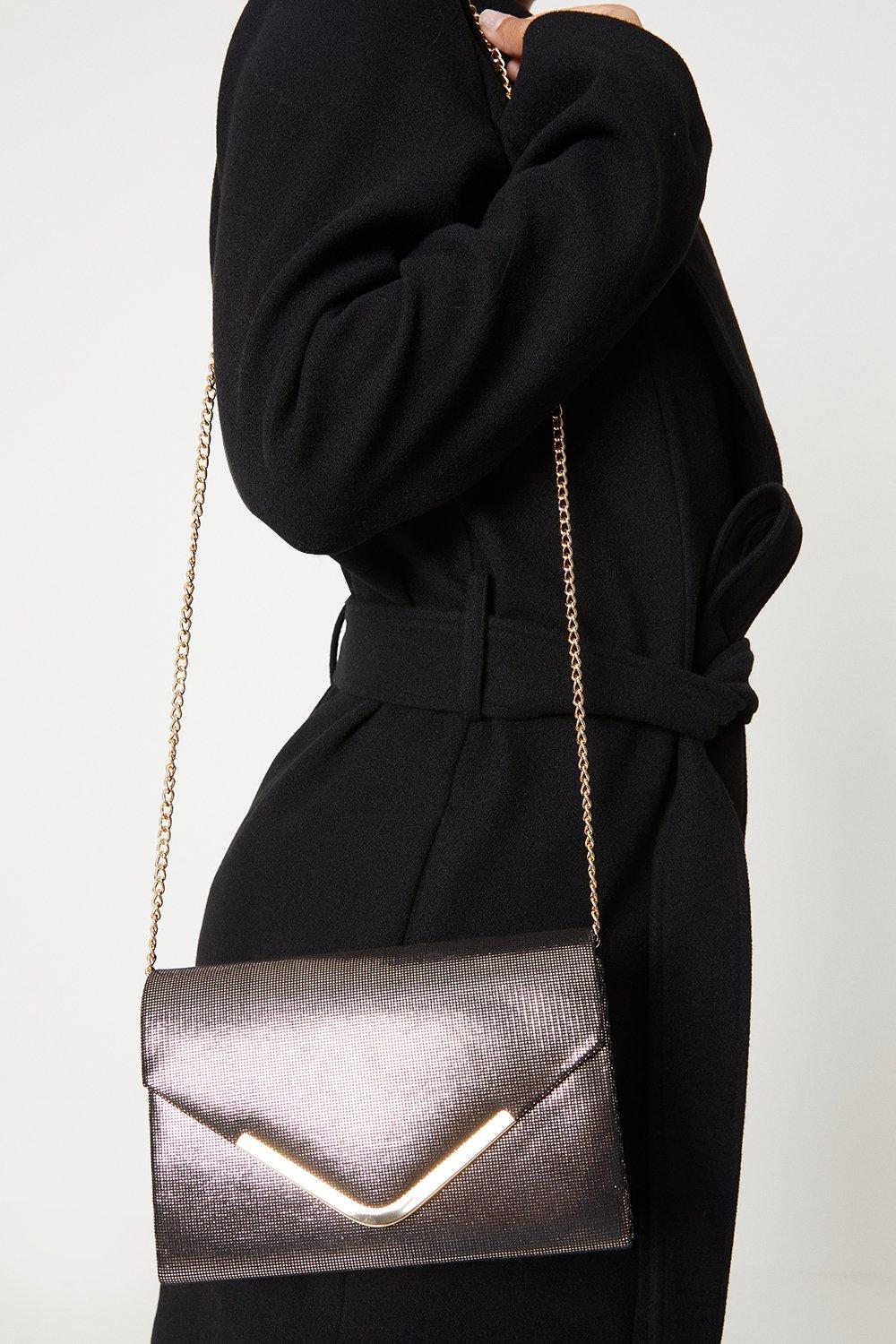 Womens Bessy Metallic Shimmer Clutch Bag
