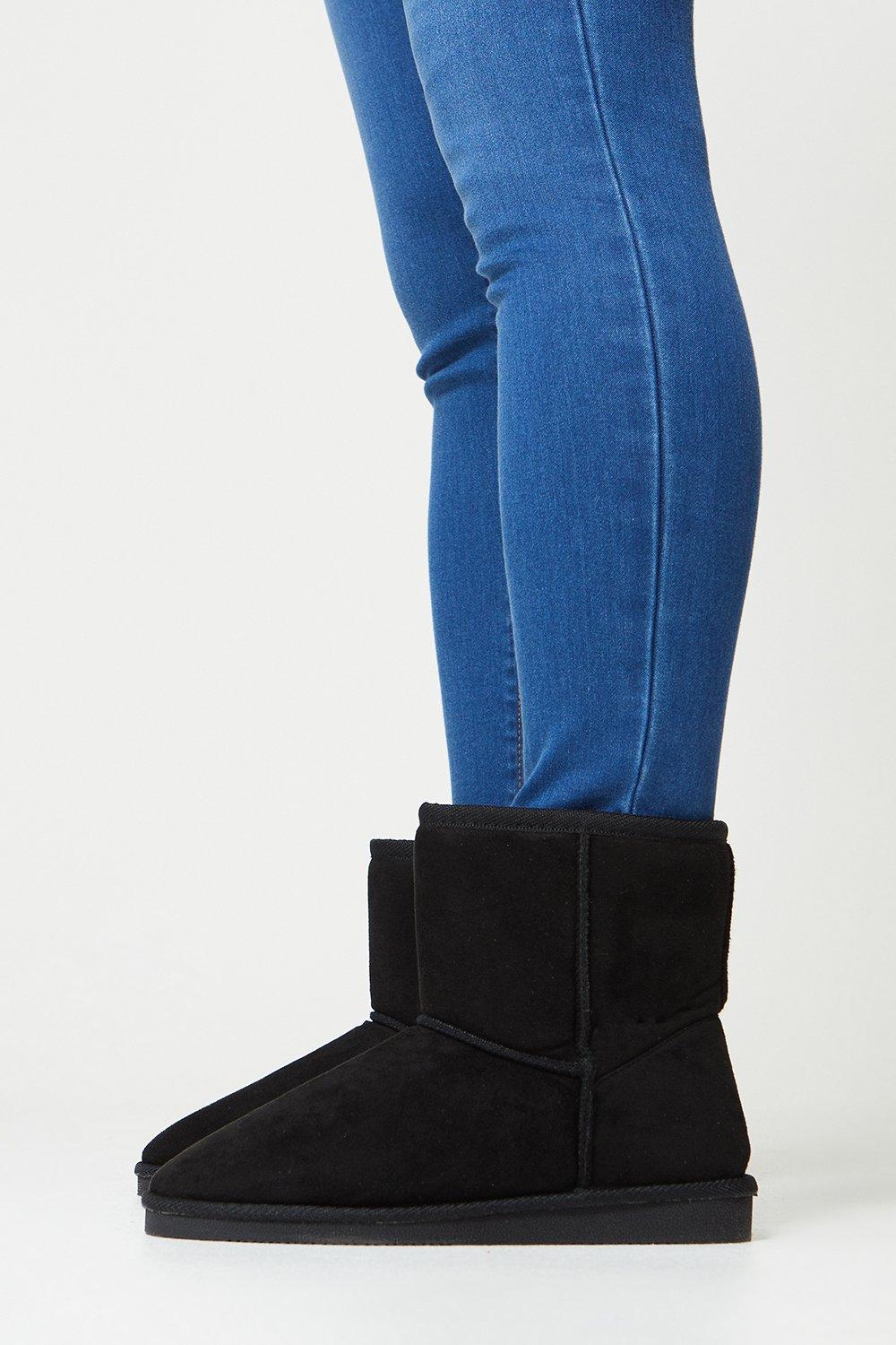 Women's Mika Comfort Short Faux Sheepskin Fur Ankle Boots - natural black - 4