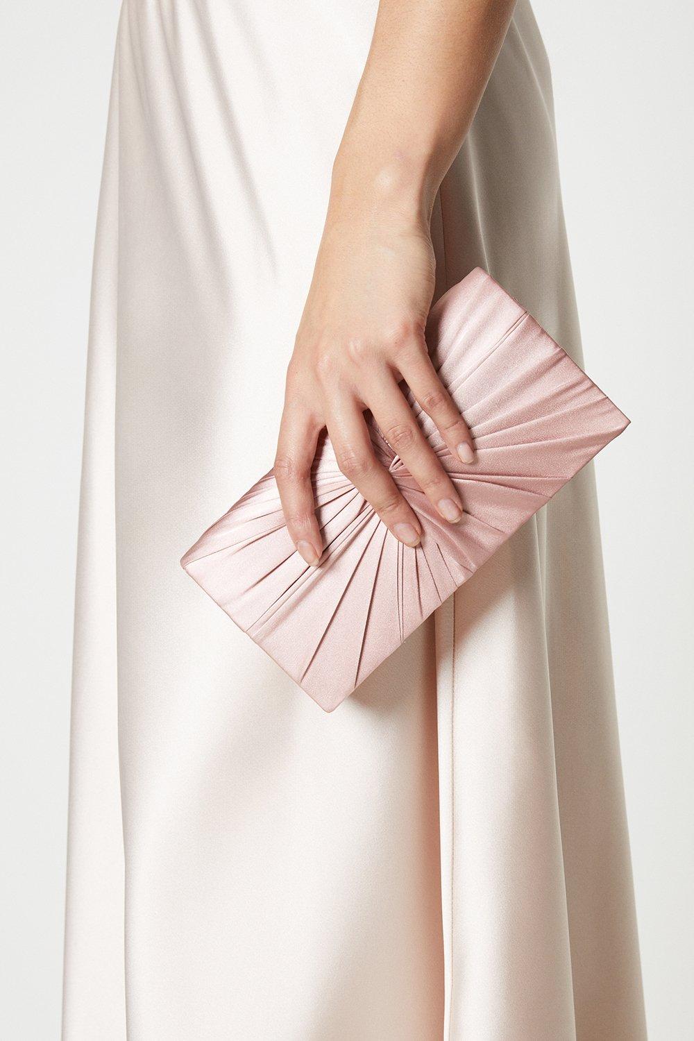 Women's Beauty Twist Front Satin Clutch Bag - blush - ONE SIZE