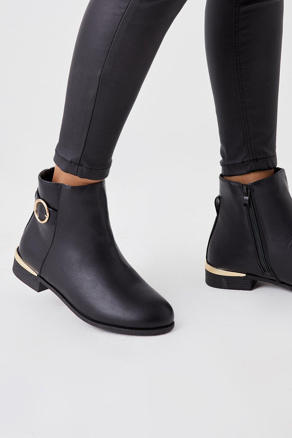 Women’s Wide Fit Malia Buckle Ankle Boots - black - 6