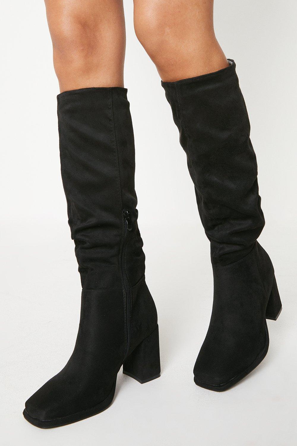 Womens Wide Fit Kerri Ruched Knee High Boots