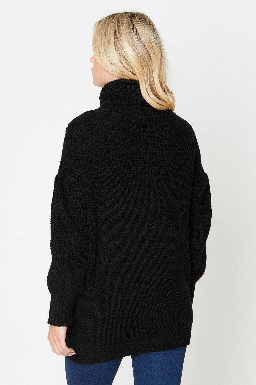 Petite black outlet polo neck jumper