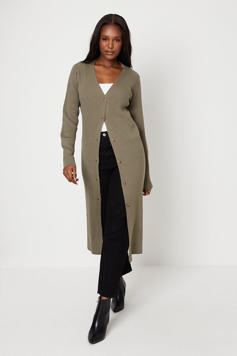 Khaki longline outlet cardigan