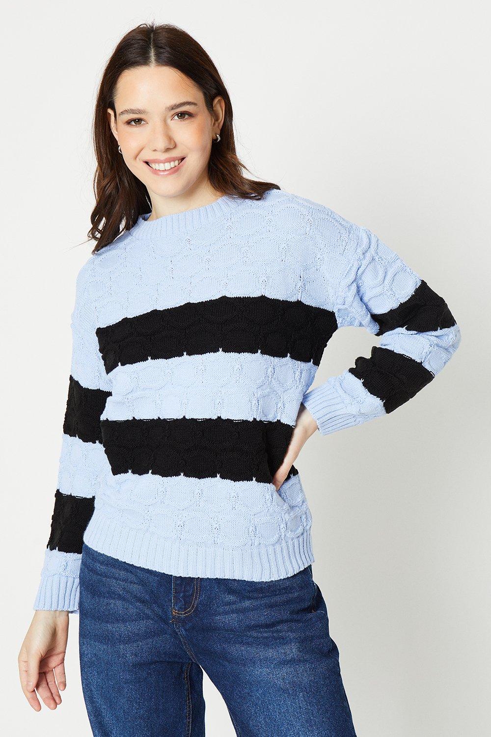 Womens Stitch Detail Stripe Knitted Jumper