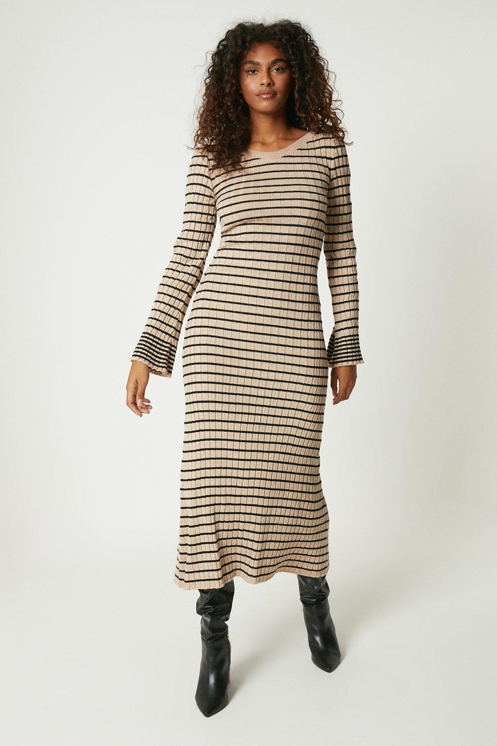 Flute sleeve midi clearance dress