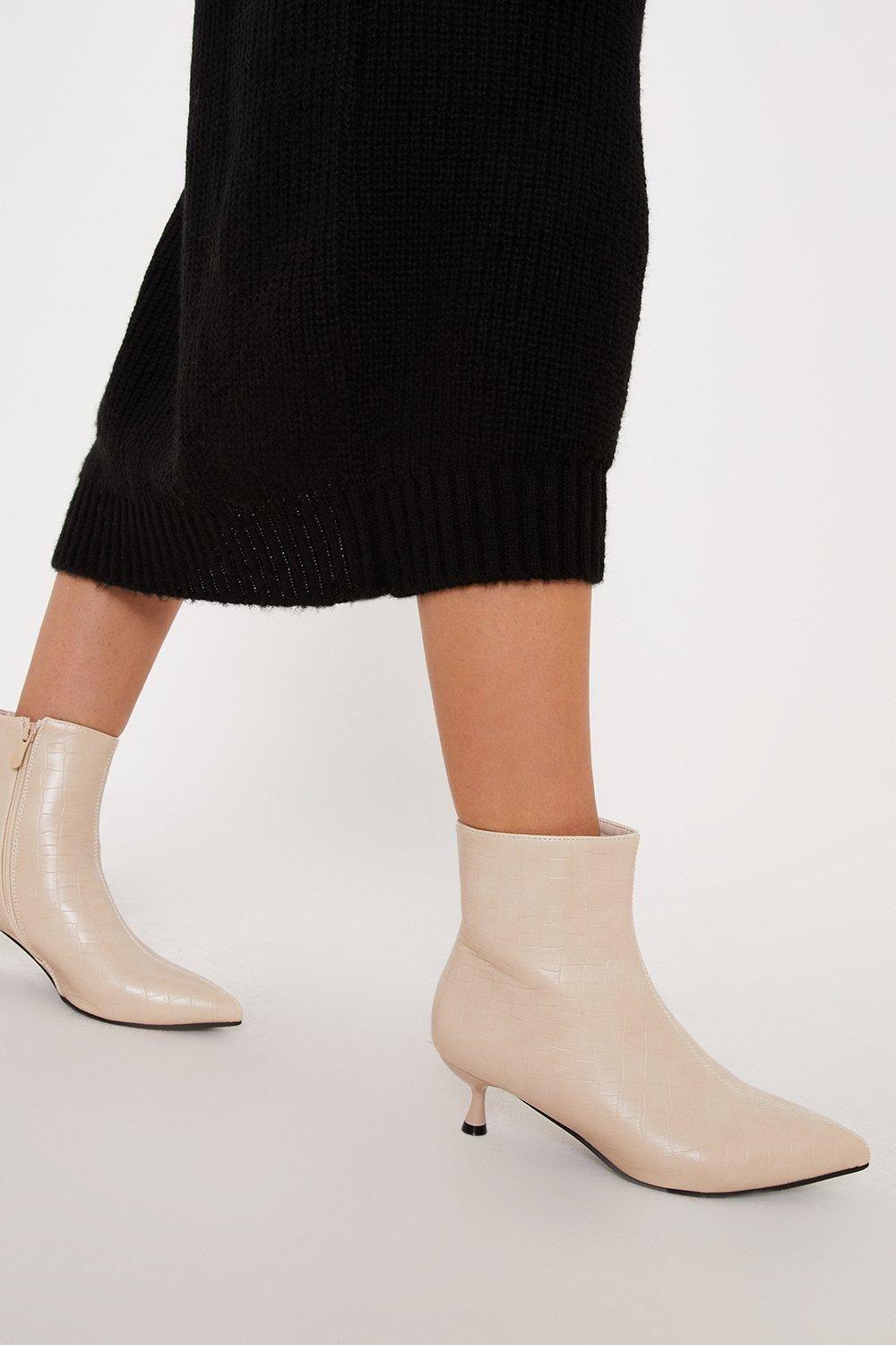 Women’s Wide Fit Alia Kitten Heel Boots - beige - 3