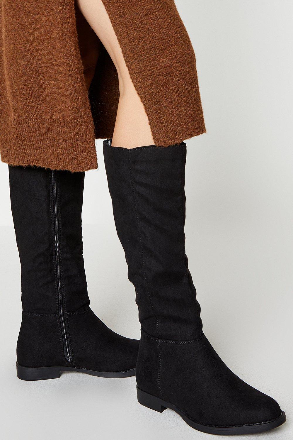 Image of Womens Wide Fit Karla Flat Knee High Boots