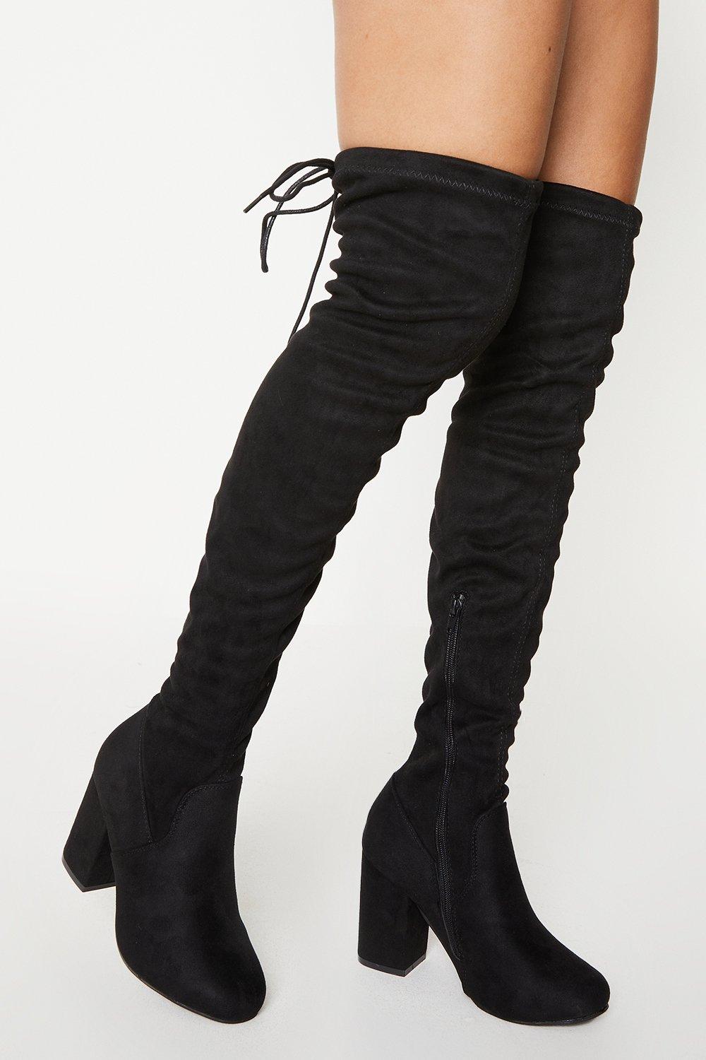 Women's Wide Fit Krissy Over The Knee Boots - natural black - 8