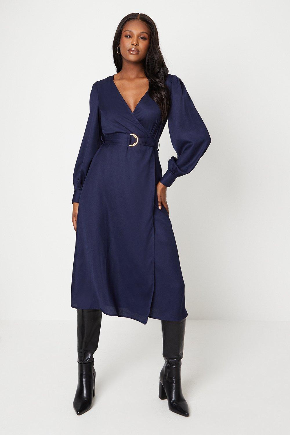 Navy wrap deals dress