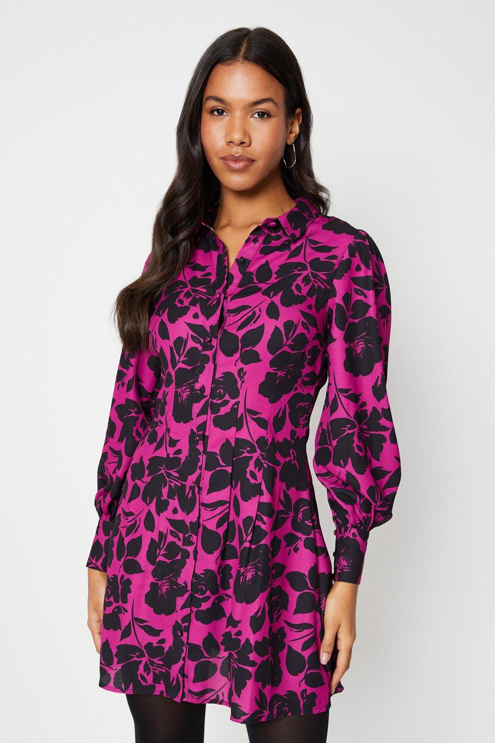 Dresses | Pink Floral Mini Shirt Dress | Dorothy Perkins