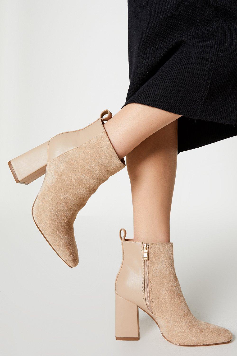 Beige heeled hot sale ankle boots