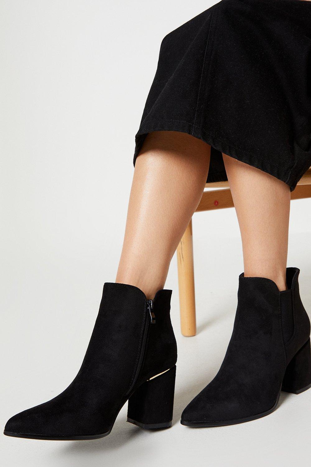 Women's Principles: Chelsea Metal Insert Block Heel Ankle Boots - black - 4
