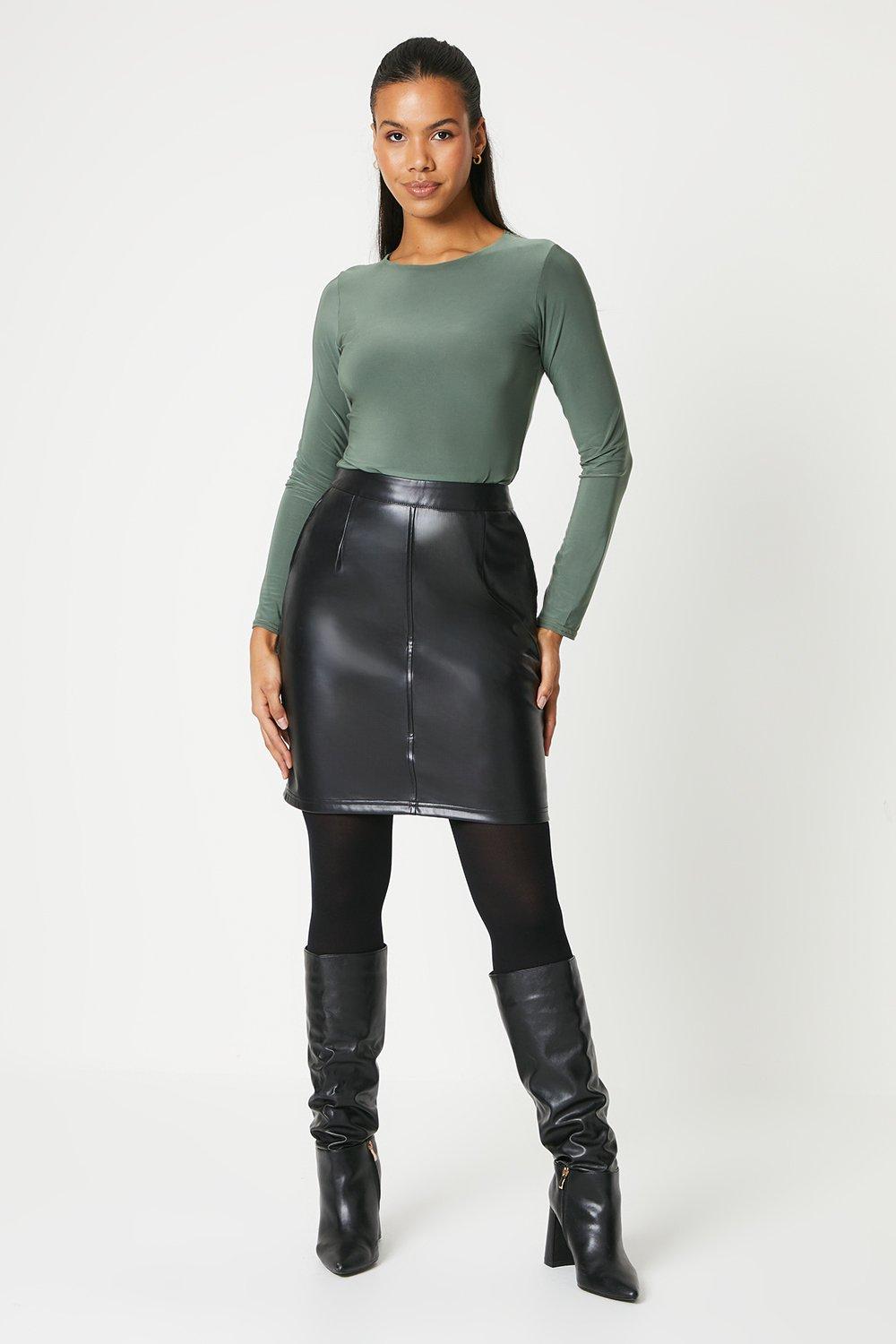 Faux leather skirt outlet tall