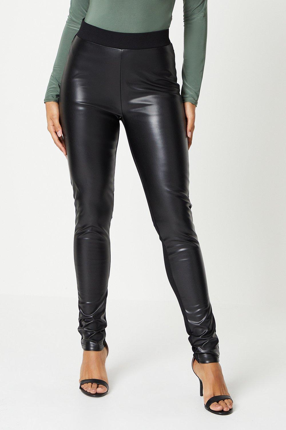 Womens Tall Faux Leather Front Skinny Trouser
