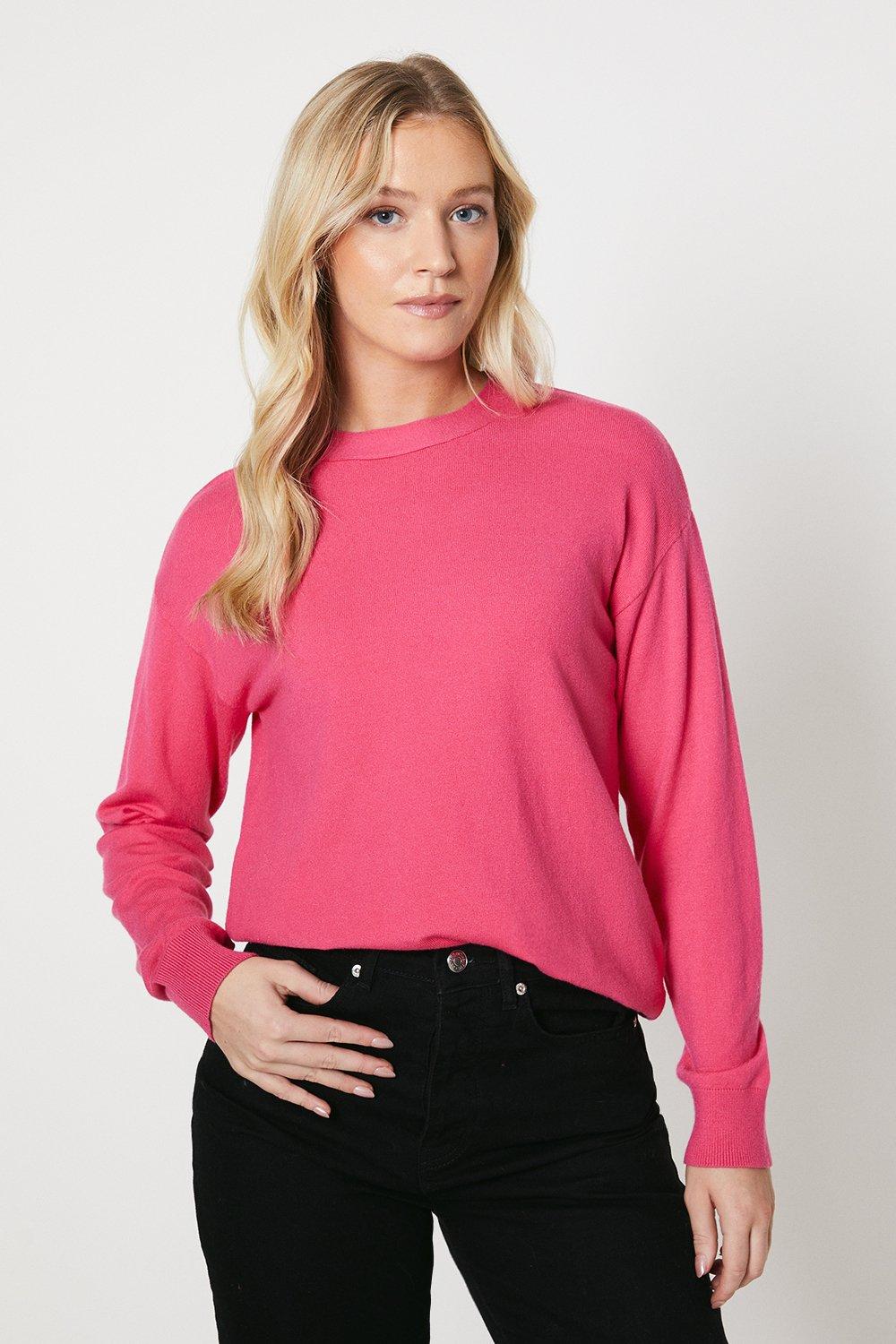 Women's Bow Back Knitted Jumper - pink - L