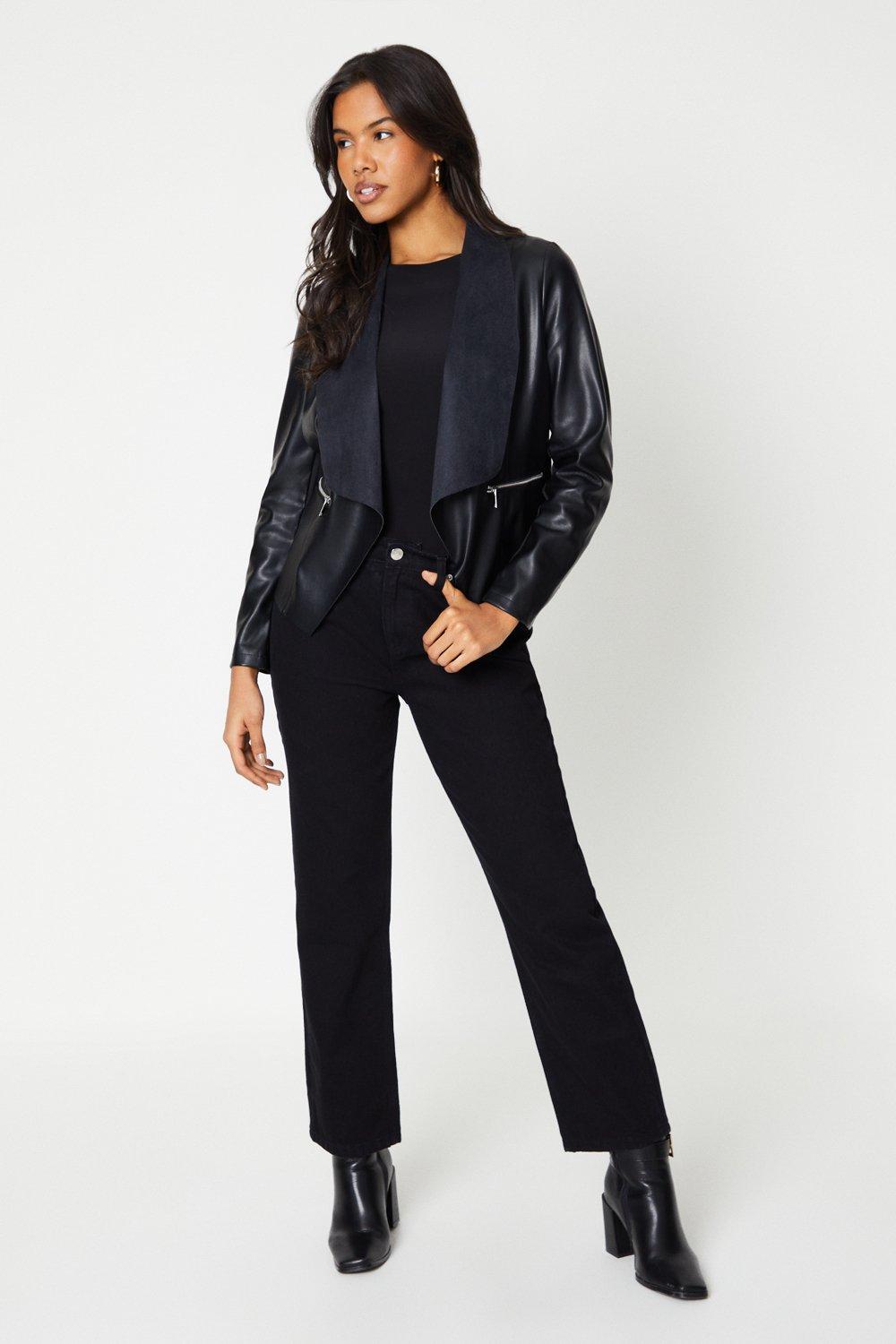 Oasis faux leather waterfall on sale jacket