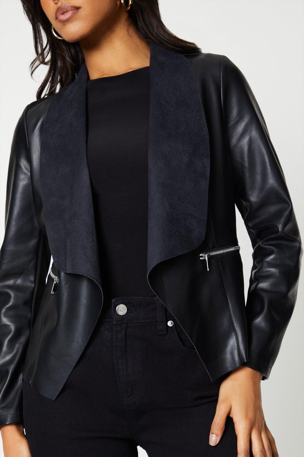 Oasis faux clearance leather waterfall jacket