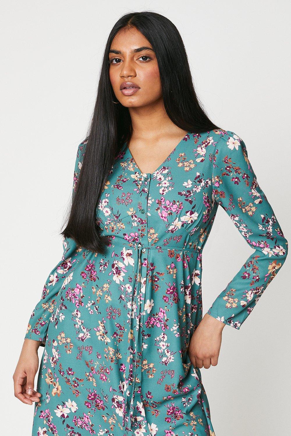 Lipsy floral button through midi clearance dress