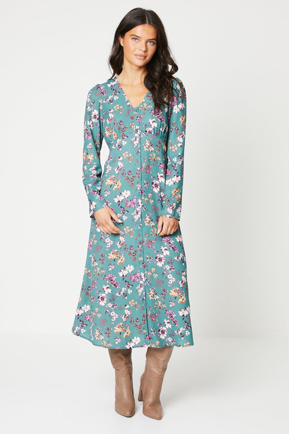 Lipsy floral button shop through midi dress